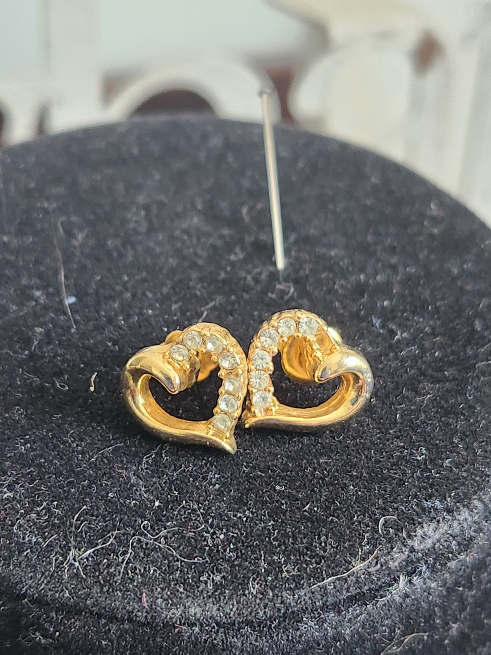Gold Tone  Heart Crystal Stud Earrings - Women Jewelry
